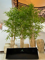 Artificial-Bamboo-Palm-Barrier-200cm-Black-Fiber-Planter